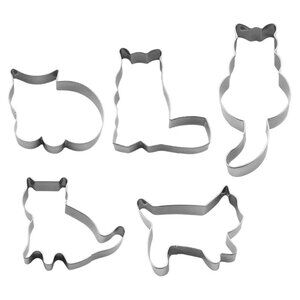 5-Piece Stainless Steel Cat Cookie Cutter Set – Cute Animal Shapes for Cookies